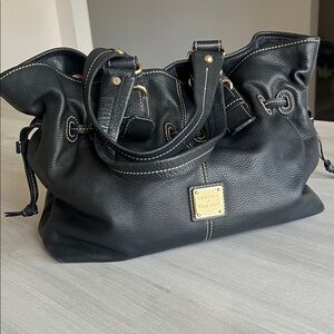 Dooney & Bourke Black Leather Handbag with Gold Logo